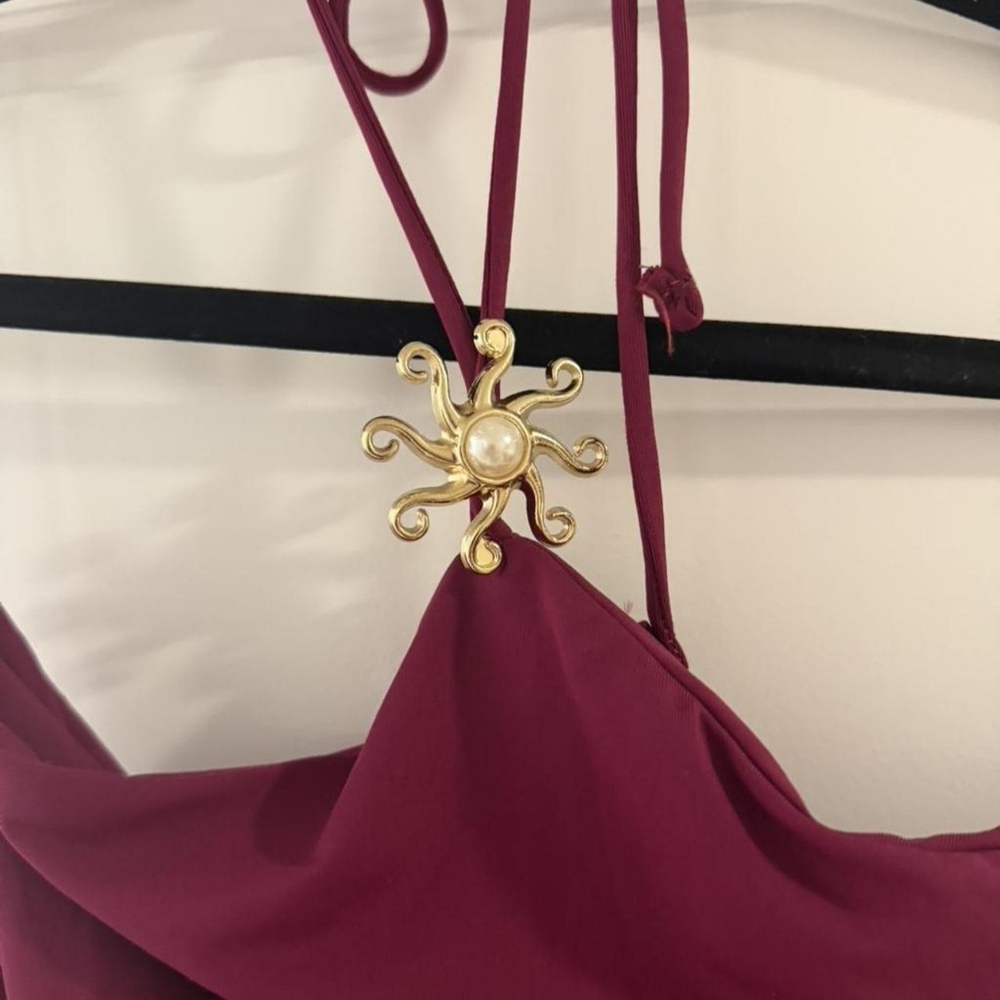 Zara Women's Burgundy and Red Dress - Picture 4 of 5